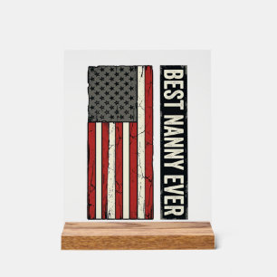 Beste Nanny Ooit Patriottisch Vintage Vlag Shirt O Acryl Bord