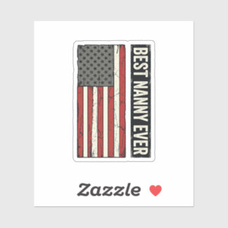 Beste Nanny Ooit Patriottisch Vintage Vlag Shirt O Sticker