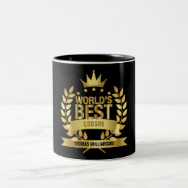 Beste neef/cousin ter wereld Fun Goud Zwart Tweekleurige Koffiemok