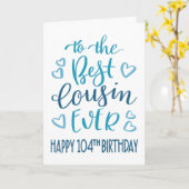 Beste neef ooit 104e verjaardag typografie in blau kaart (Gele Bloem)