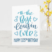 Beste neef ooit 105e verjaardag typografie in blau kaart (Gele Bloem)