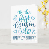 Beste neef ooit 10e verjaardag Typografie in blauw Kaart (Gele Bloem)