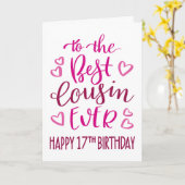 Beste neef ooit 17e verjaardag Typografie in roze Kaart (Gele Bloem)