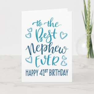 Beste neef ooit 41e verjaardag typografie in blauw kaart