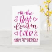 Beste neef ooit 70e verjaardag Typografie in roze Kaart (Gele Bloem)