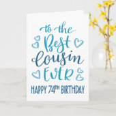 Beste neef ooit 74e verjaardag typografie in blauw kaart (Gele Bloem)