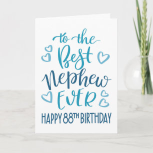 Beste neef ooit 88ste verjaardag typografie in bla kaart