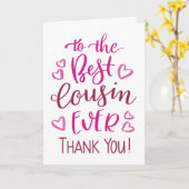 Beste neef ooit Bedankt Typografie in Roze Kaart (Gele Bloem)