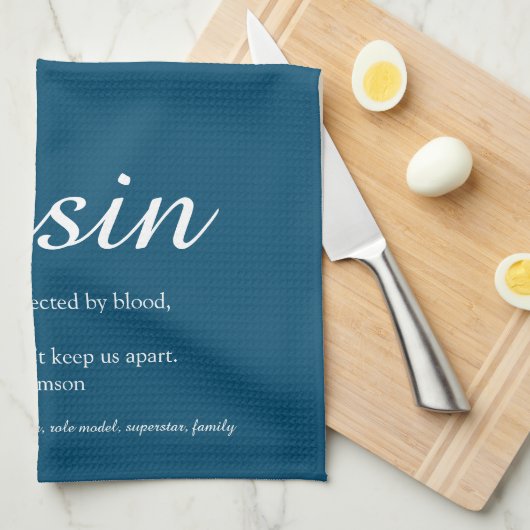 Beste neef ooit Cousin Definitie Script Blauw Theedoek (Quarter Fold)