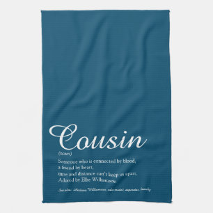 Beste neef ooit Cousin Definitie Script Blauw Theedoek