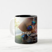 Beste neef ooit Cousin Definitie Script Foto Tweekleurige Koffiemok (Voorkant links)