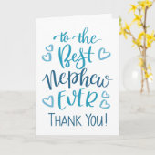 Beste neef ooit Dank u Typografie in Blauw Kaart (Gele Bloem)