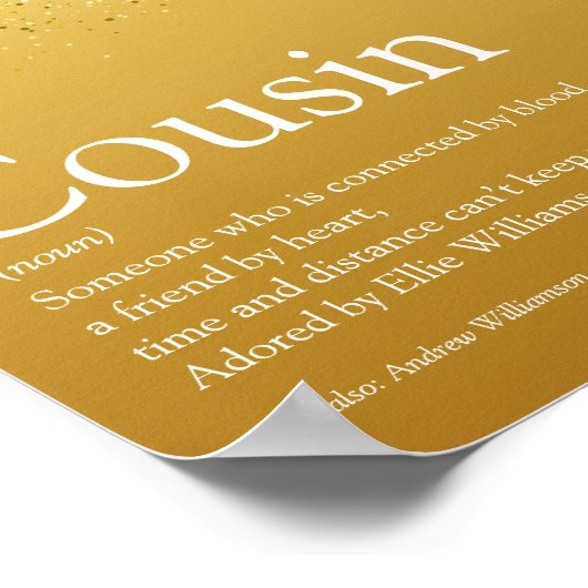 Beste neef ooit definitie Gold Glitter Glam Poster (Hoek)