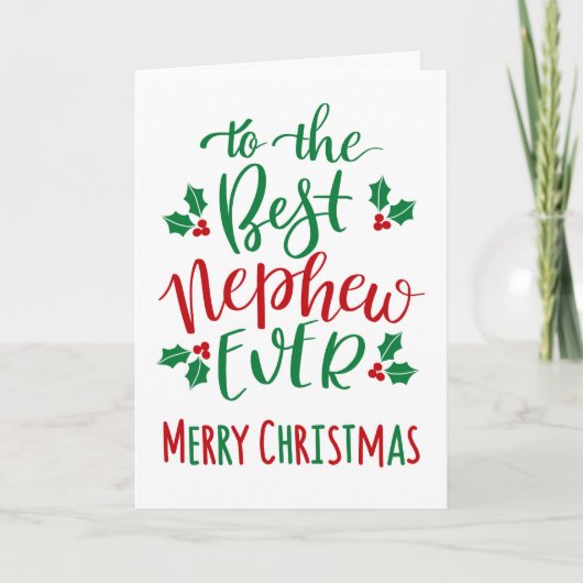 Beste neef ooit Merry Christmas Typography Kaart (Voorkant)