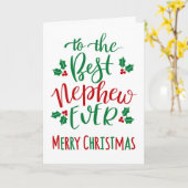 Beste neef ooit Merry Christmas Typography Kaart (Gele Bloem)