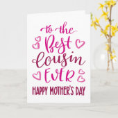 Beste neef ooit Moederdag Typografie in Roze Kaart (Gele Bloem)