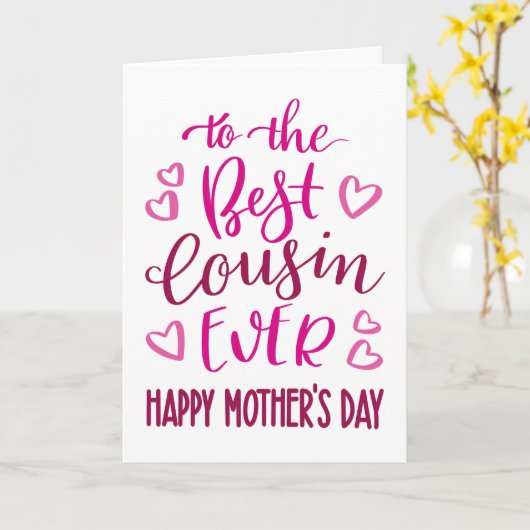 Beste neef ooit Moederdag Typografie in Roze Kaart (Gele Bloem)