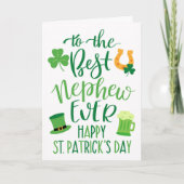 Beste neef ooit St Patrick's Day Typografie Kaart (Voorkant)
