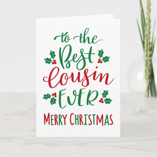 Beste neef ooit vrolijk kerstfeest typografie kaart (Voorkant)