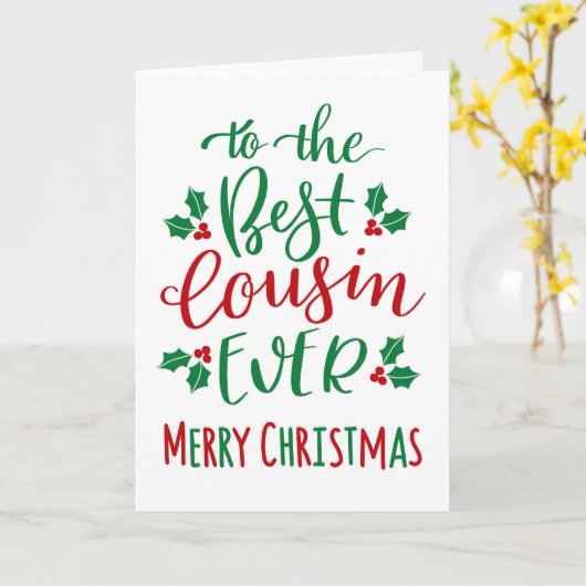 Beste neef ooit vrolijke kerst typografie kaart (Gele Bloem)