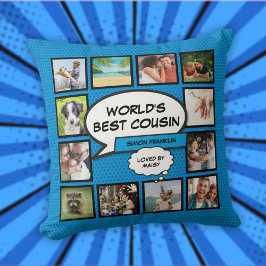 Beste neef ter wereld 12 foto collage Blauwe pret Kussen
