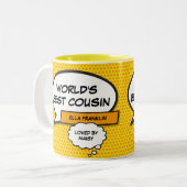 Beste neef ter wereld Fungeus stripboek gepersonal Tweekleurige Koffiemok (Voorkant links)