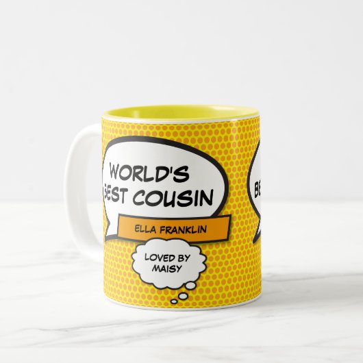 Beste neef ter wereld Fungeus stripboek gepersonal Tweekleurige Koffiemok (Voorkant links)