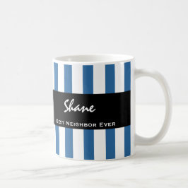 Beste NEIGHBOR ooit Blauwe Stripes Aangepaste naam Koffiemok