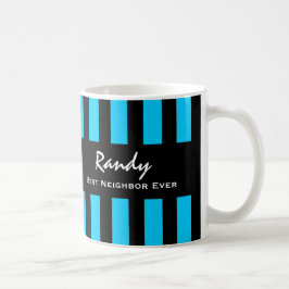 Beste NEIGHBOR ooit BLUE Stripes, aangepaste naam  Koffiemok