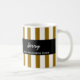 Beste NEIGHBOR ooit GOLD Stripes Aangepaste naam V Koffiemok