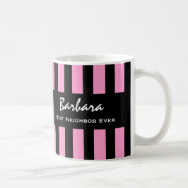 Beste NEIGHBOR ooit PINK Stripes Custom Name V23 Koffiemok