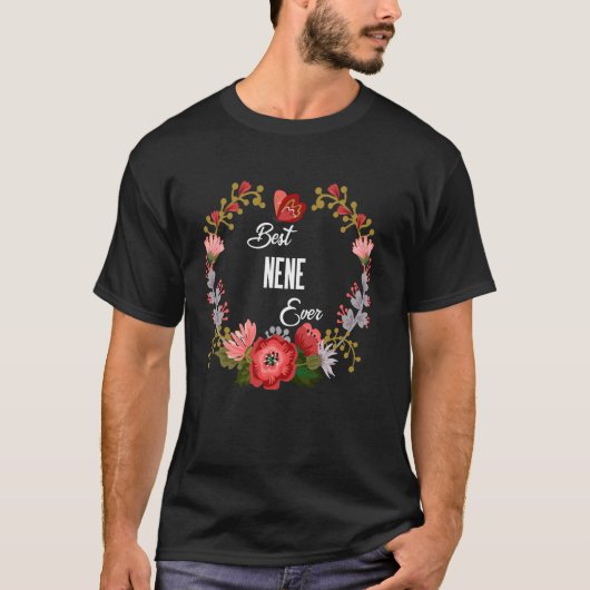 Beste Nene ooit Oranje Bloemen Leuk Tante Oma Mam T-shirt (Voorkant)