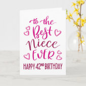 Beste nicht ooit 42e verjaardag typografie in roze kaart (Gele Bloem)