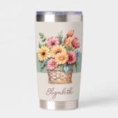 Beste nicht ooit gerbera bloemen groen geïsoleerde drinkbeker (Achterkant)