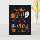 Beste nicht ooit Halloween in oranje en paars Kaart (Gele Bloem)