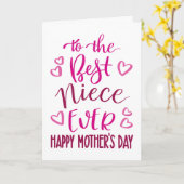 Beste nichtje ooit Moederdag Typografie in roze Kaart (Gele Bloem)