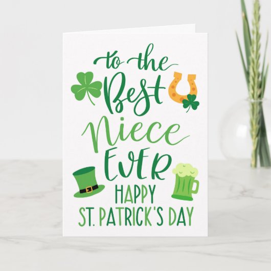 Beste nichtje ooit St Patrick's Day Typografie Kaart (Voorkant)