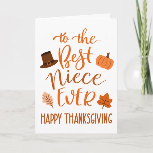 Beste nichtje ooit Thanksgiving dag in Sinaasappel Kaart (Voorkant)