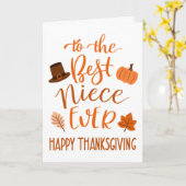 Beste nichtje ooit Thanksgiving dag in Sinaasappel Kaart (Gele Bloem)