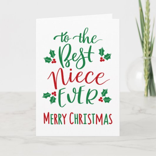 Beste nichtje ooit vrolijke kerst typografie kaart (Voorkant)