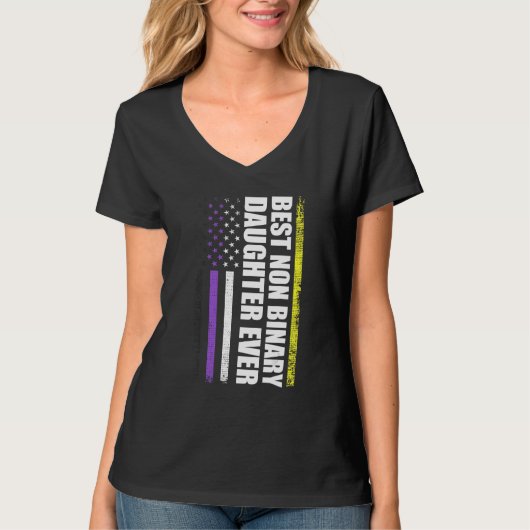 Beste niet-binaire dochter ooit Nonbinary vlag Pri T-shirt (Voorkant)