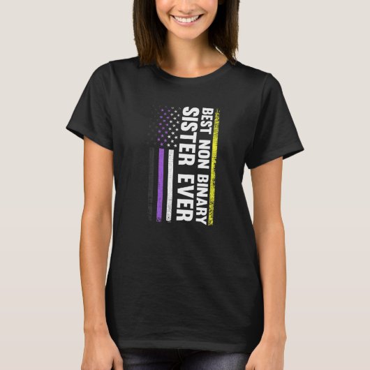 Beste niet-binaire zuster ooit Nonbinary Flag Prid T-shirt (Voorkant)