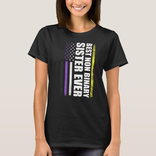 Beste niet-binaire zuster ooit Nonbinary Flag Prid T-shirt (Voorkant)