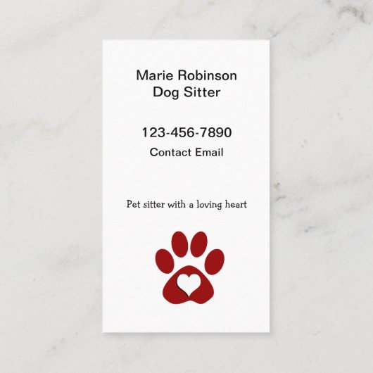 Beste nieuwe hondenoppas Contact Visitekaartjes (Achterkant)