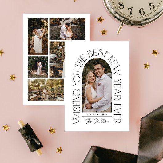 Beste nieuwjaar ooit | Moderne, minimalistische fo Feestdagenkaart