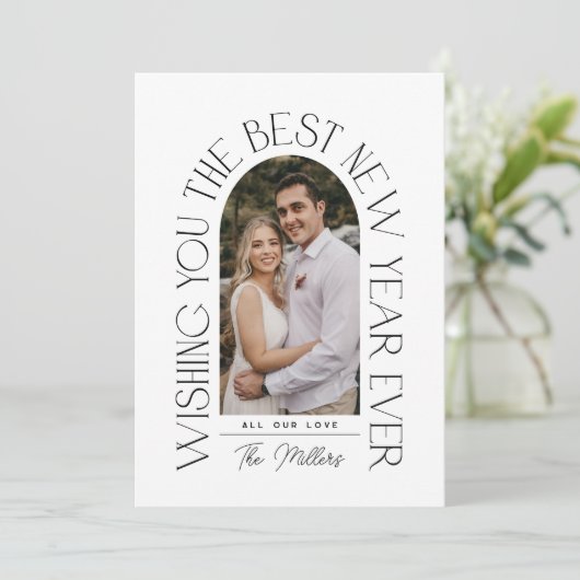 Beste nieuwjaar ooit | Moderne, minimalistische fo Feestdagenkaart (Staand voorkant)