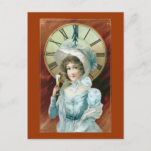 "Beste nieuwjaarswensen" Vintage Feestdagenkaart (Voorkant)