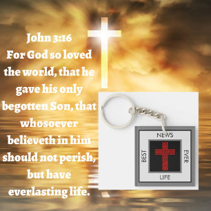 Beste nieuws ooit John 3:16 Gospel Tract Sleutelhanger