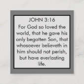 Beste nieuws ooit John 3:16 Gospel Tract Vierkante Visitekaartje (Achterkant)