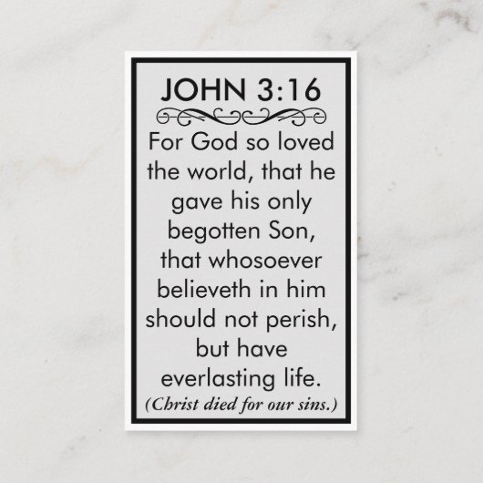 Beste nieuws ooit John 3:16 Gospel Tract Visitekaartje (Achterkant)